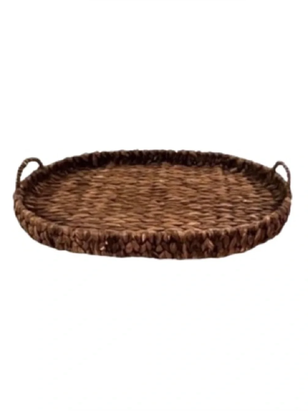 NWOT- Large Oval Woven Water Hyacinth Serving Tray with Handles
